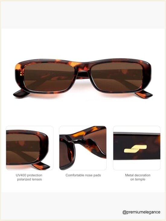 Retro Rectangular Polarized Sunglasses Narrow Y2K Frame UV400 Protection Unisex main image 4
